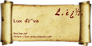Lux Éva névjegykártya